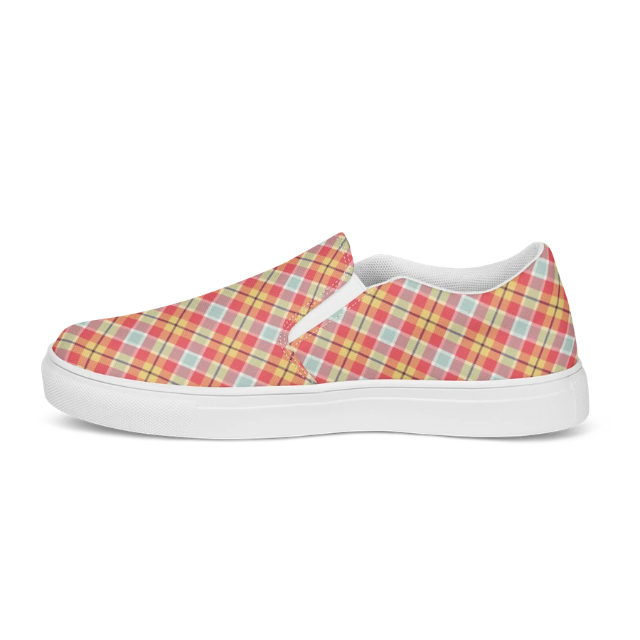 Coral Pink, Yellow, and Mint Green Plaid Women's Slip-On Shoes product image (6)