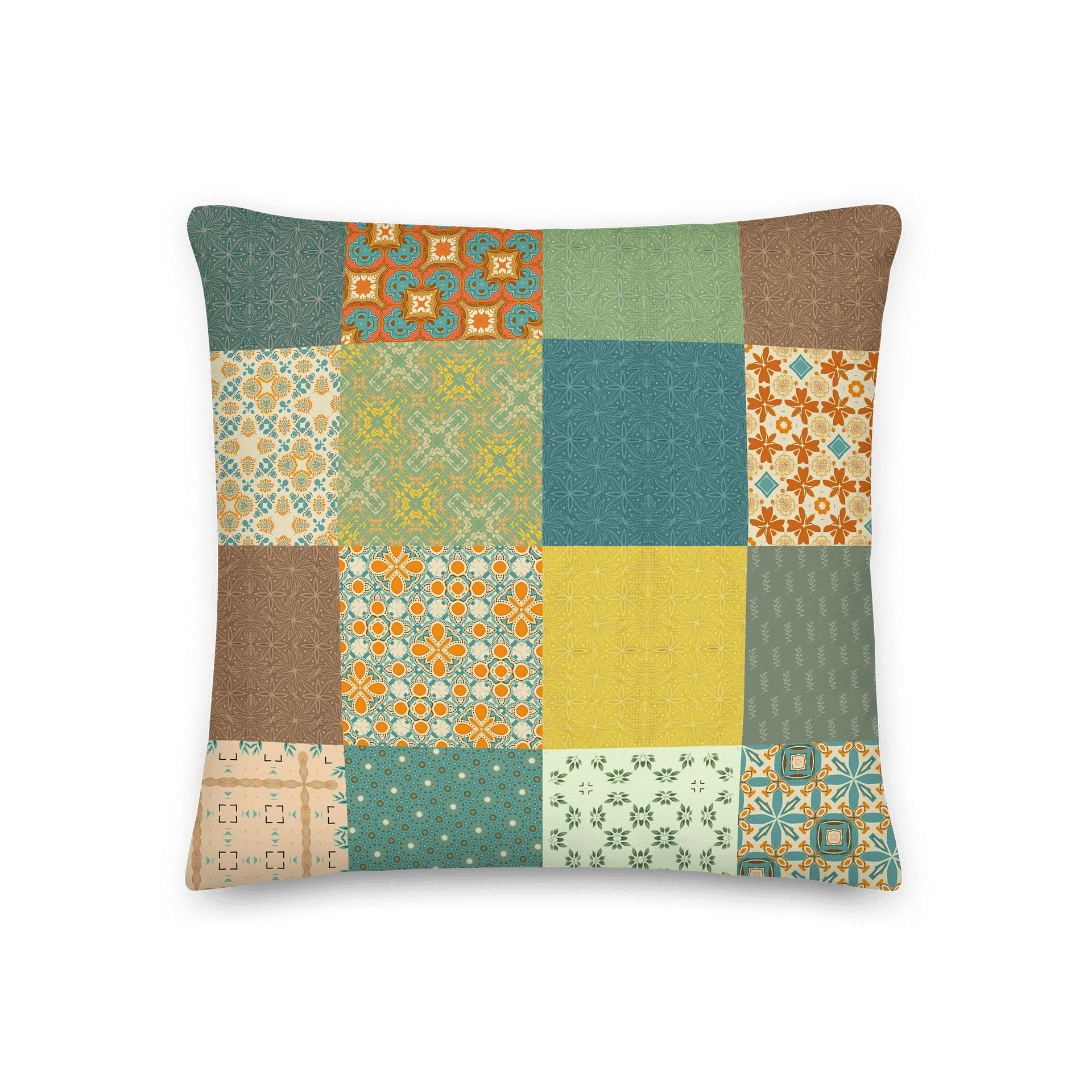 Boho Patchwork Pattern Pillow – Retro Style Throw Pillow with Vintage-Inspired Design product image (1)