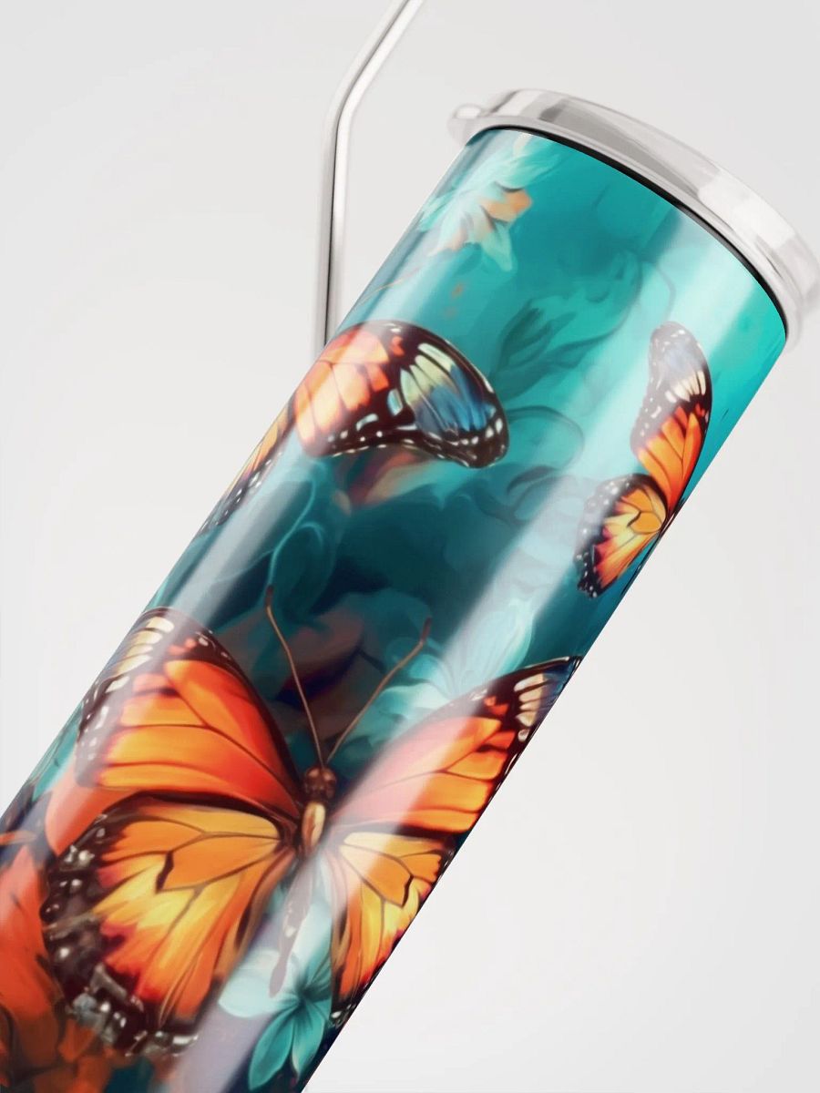 Vibrant Butterfly Stainless Steel Tumbler - Blue & Orange Delight! 🦋🧡💙 product image (5)
