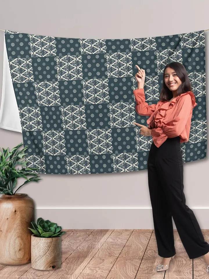 Boho Patchwork Dark Slate Grey Throw Blanket product image (1)