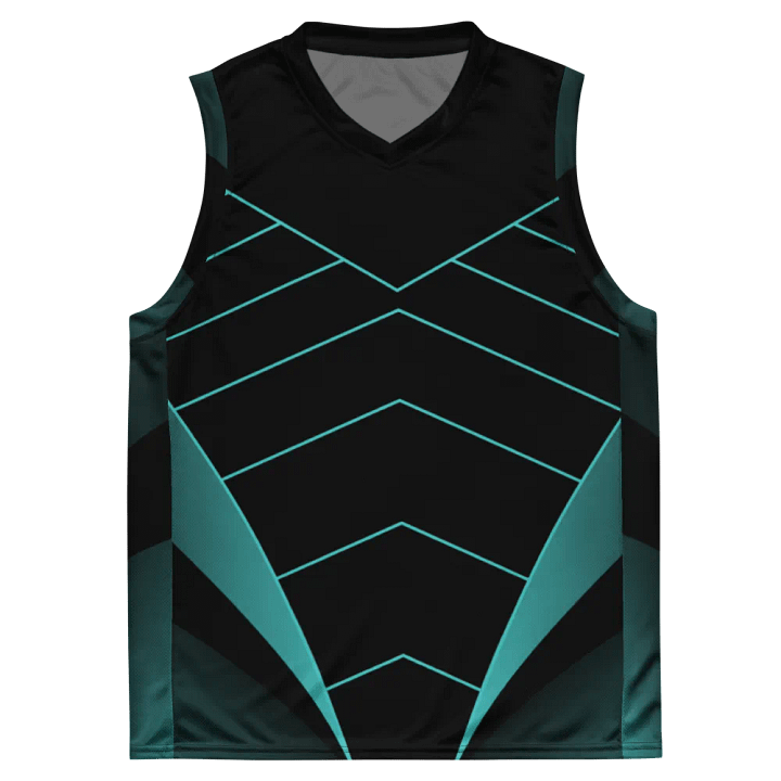 Teal Zigzag Symmetry Basketball Jersey product image (2)