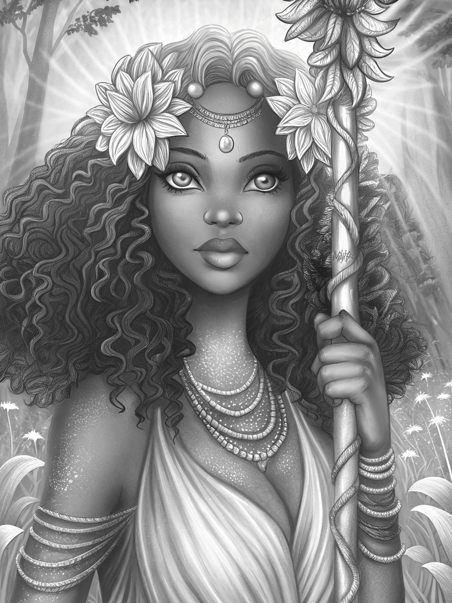 Grace and Strength The Beauty of African Women in Art -Nature Goddess ( Coloring E-book) product image (3)