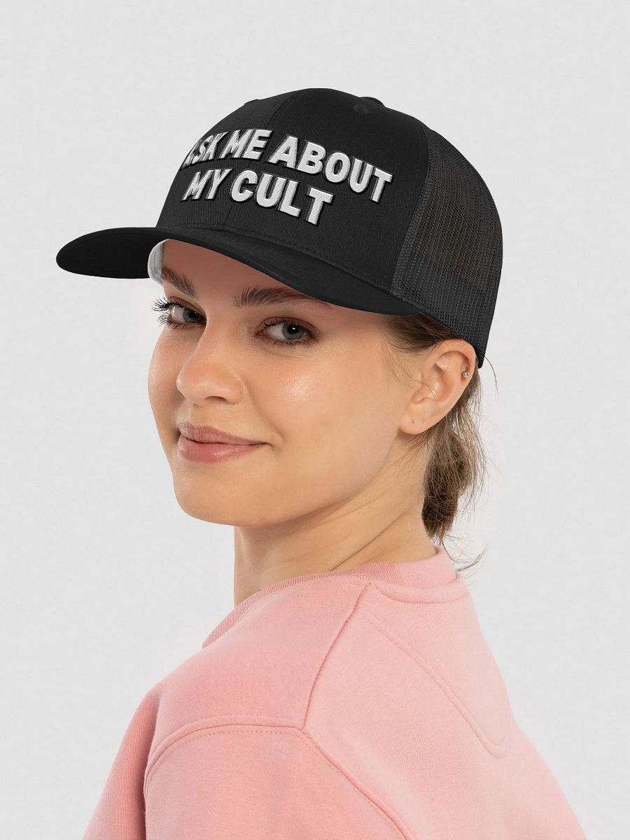 Ask Me About My Cult BW Hat product image (4)
