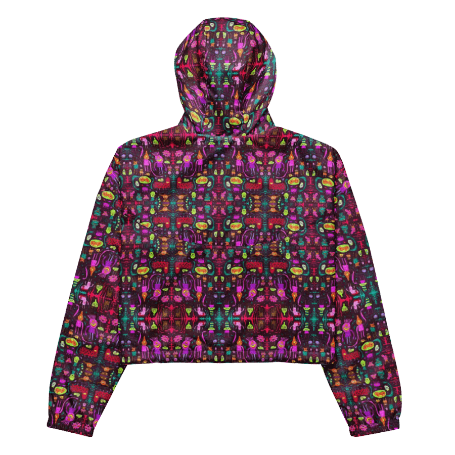 Abstract Darker Doodle Creatures Ladies Cropped Wind Breaker product image (7)