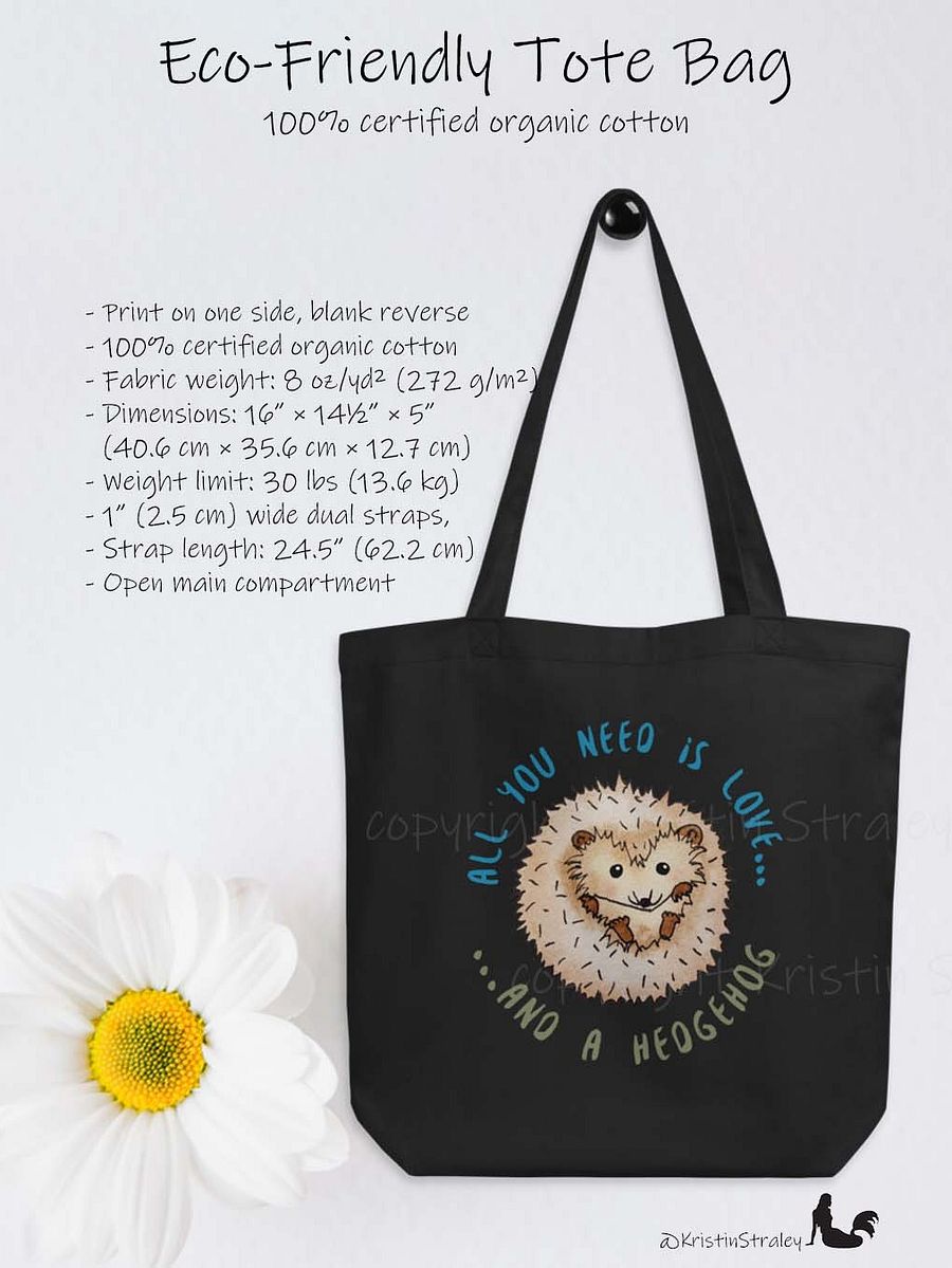 Hedgehog All You Need is Love... Eco Cotton Tote Bag product image (3)