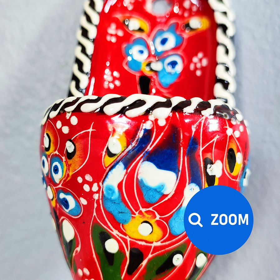 Ceramic wall decor, shoes (Terlik, red) — handmade pottery, handmade ceramic, home decor, handmade gift, Turkish ceramic product image (6)