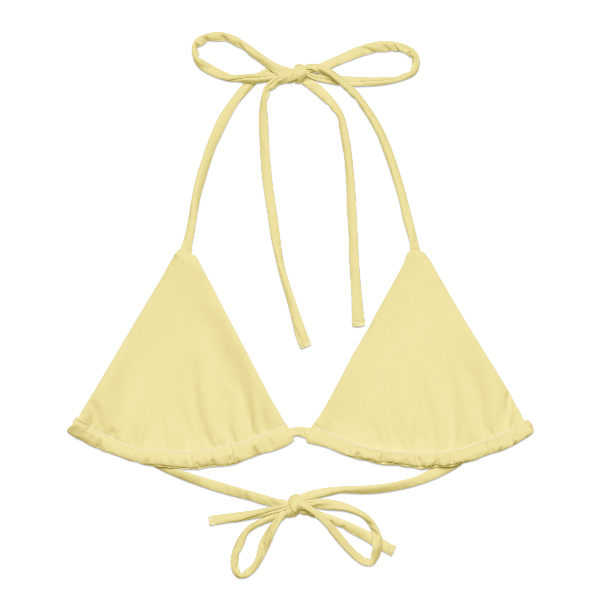 Pastel Yellow Solid Color String Bikini Top product image (1)