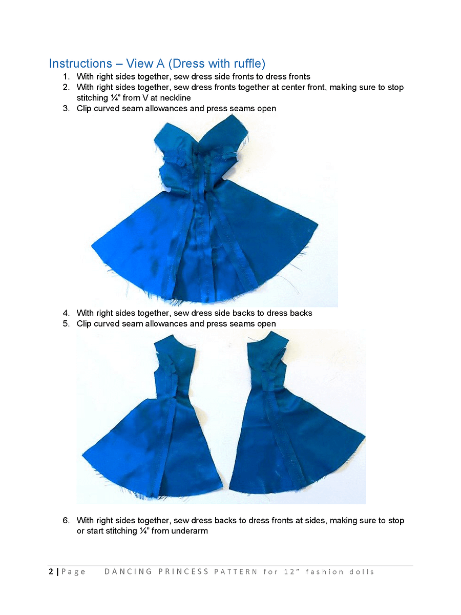 Dancing Princess sewing pattern for 12" fashion dolls product image (3)