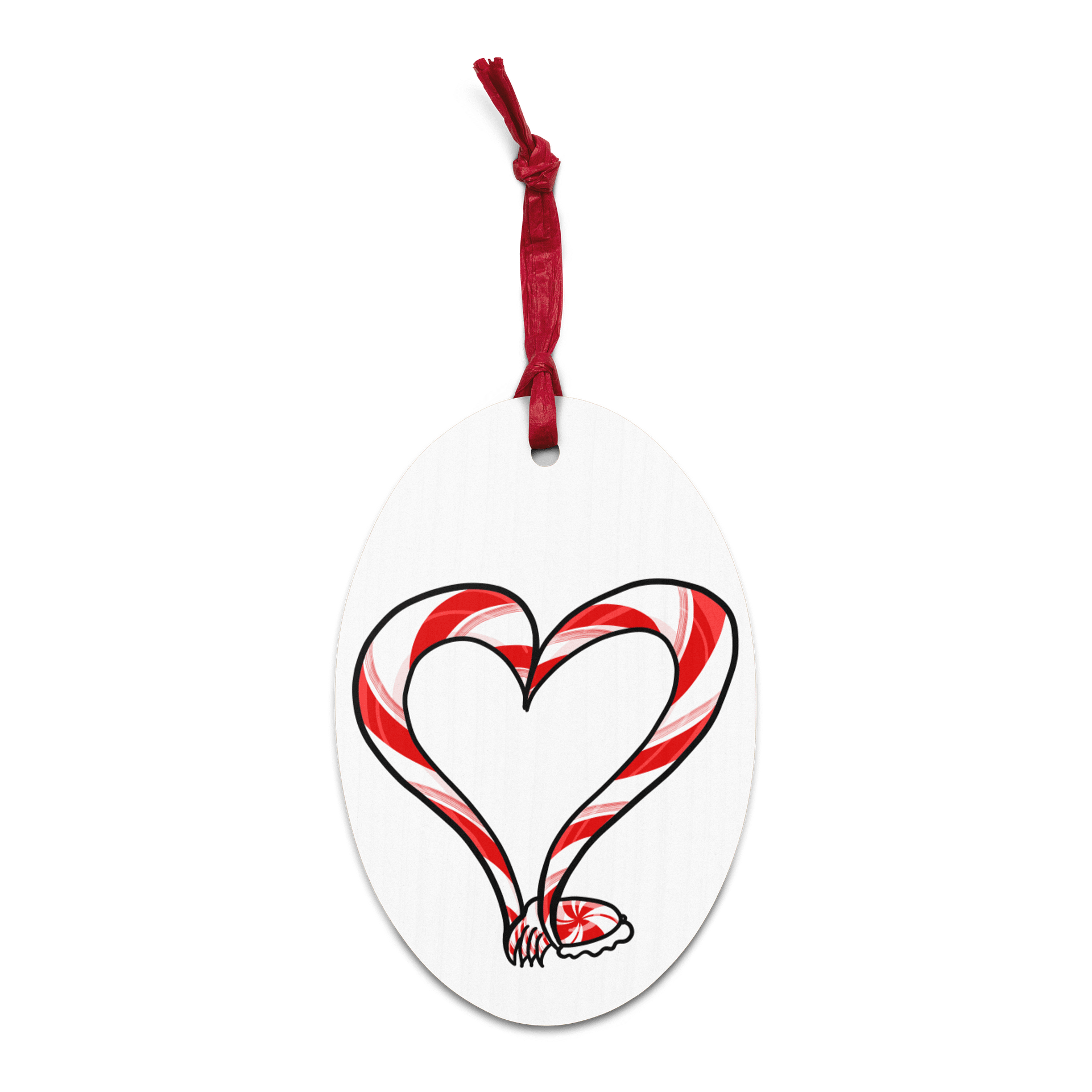 2025 Candycane Tentacle Heart Wooden Ornament product image (1)