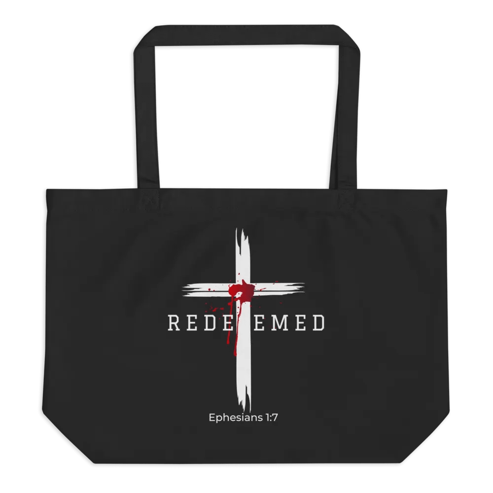 Redeemed by the blood of Jesus - Ephesians 1:7 Organic Cotton Tote Bag product image (1)
