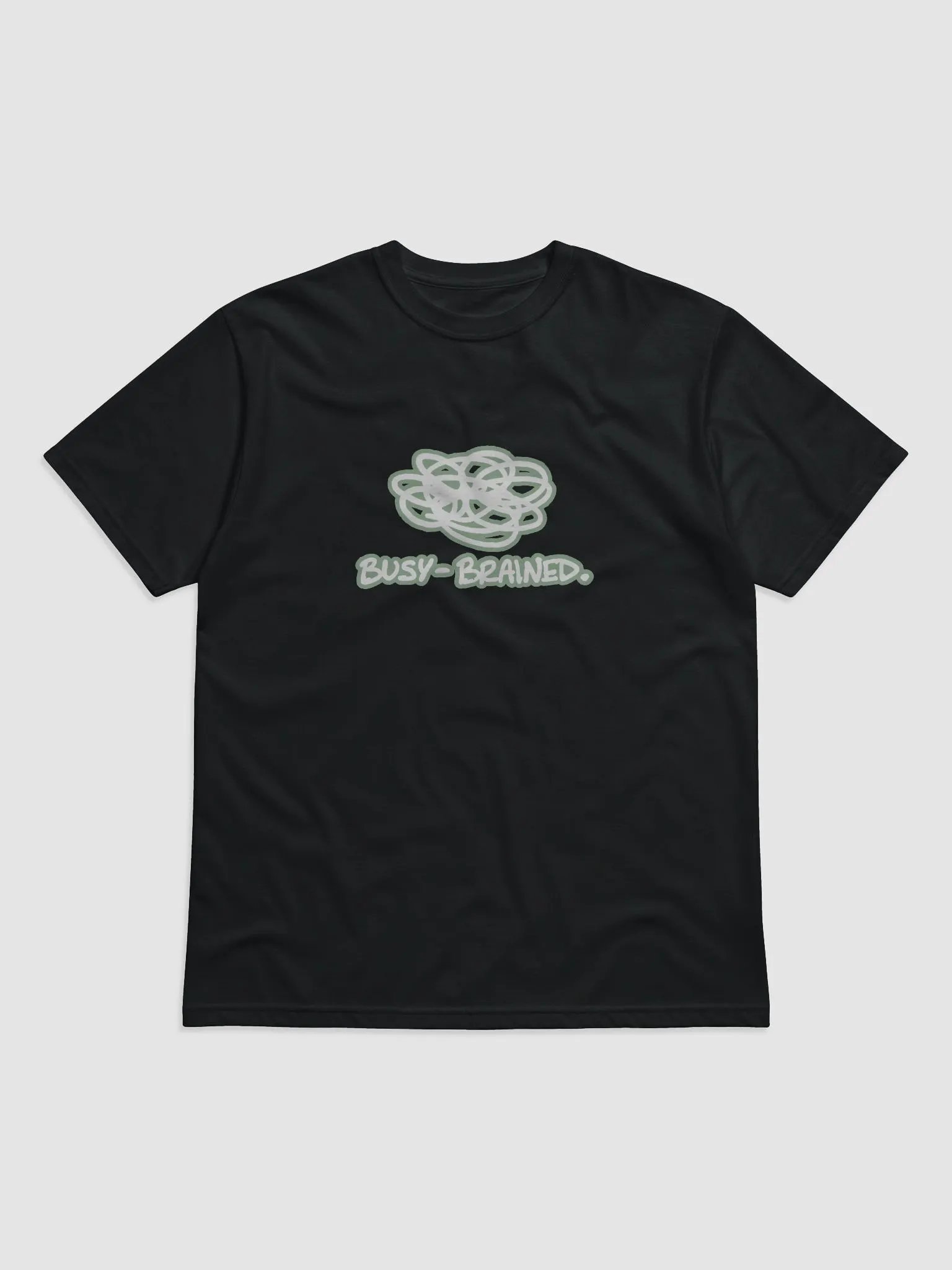 BUSY-BRAINED (lined design, #96B697) unisex eco tee product image (1)