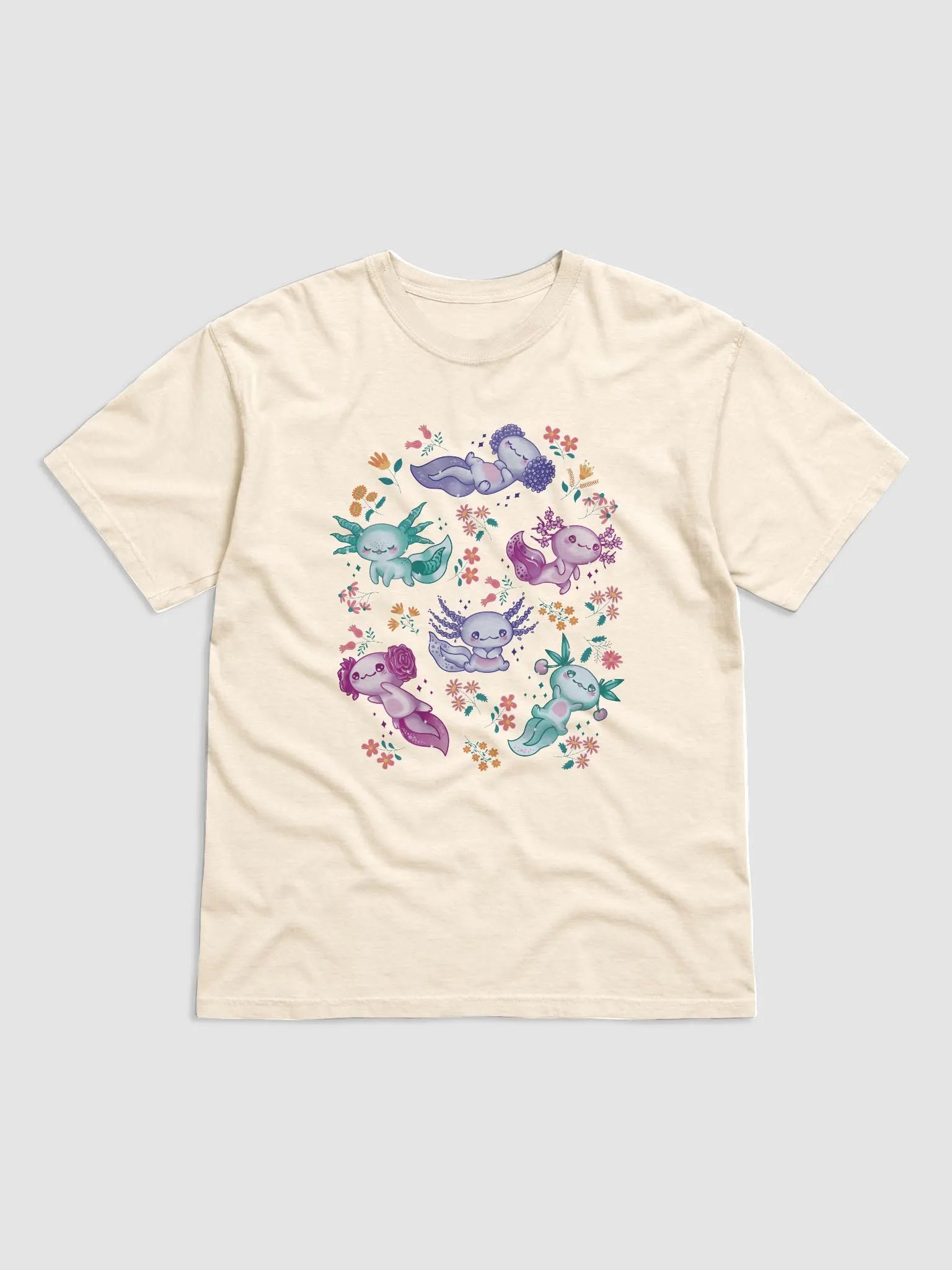 Cottagecore-Style Shirt of Kawaii Axolotls | Cottagecore, Goblincore, and Forestcore-Inspired Axolotl T-Shirt product image (16)