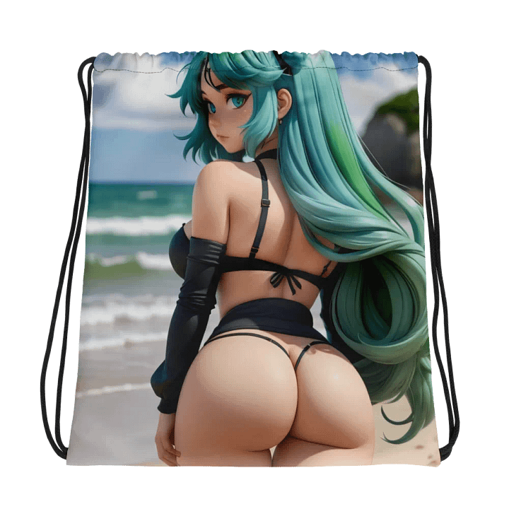 Teal-Haired Cat Girl Drawstring Backpack product image (1)