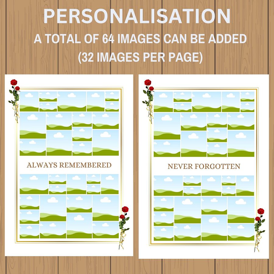 Red Roses Funeral Photo Collage Sign Set Canva Template product image (7)