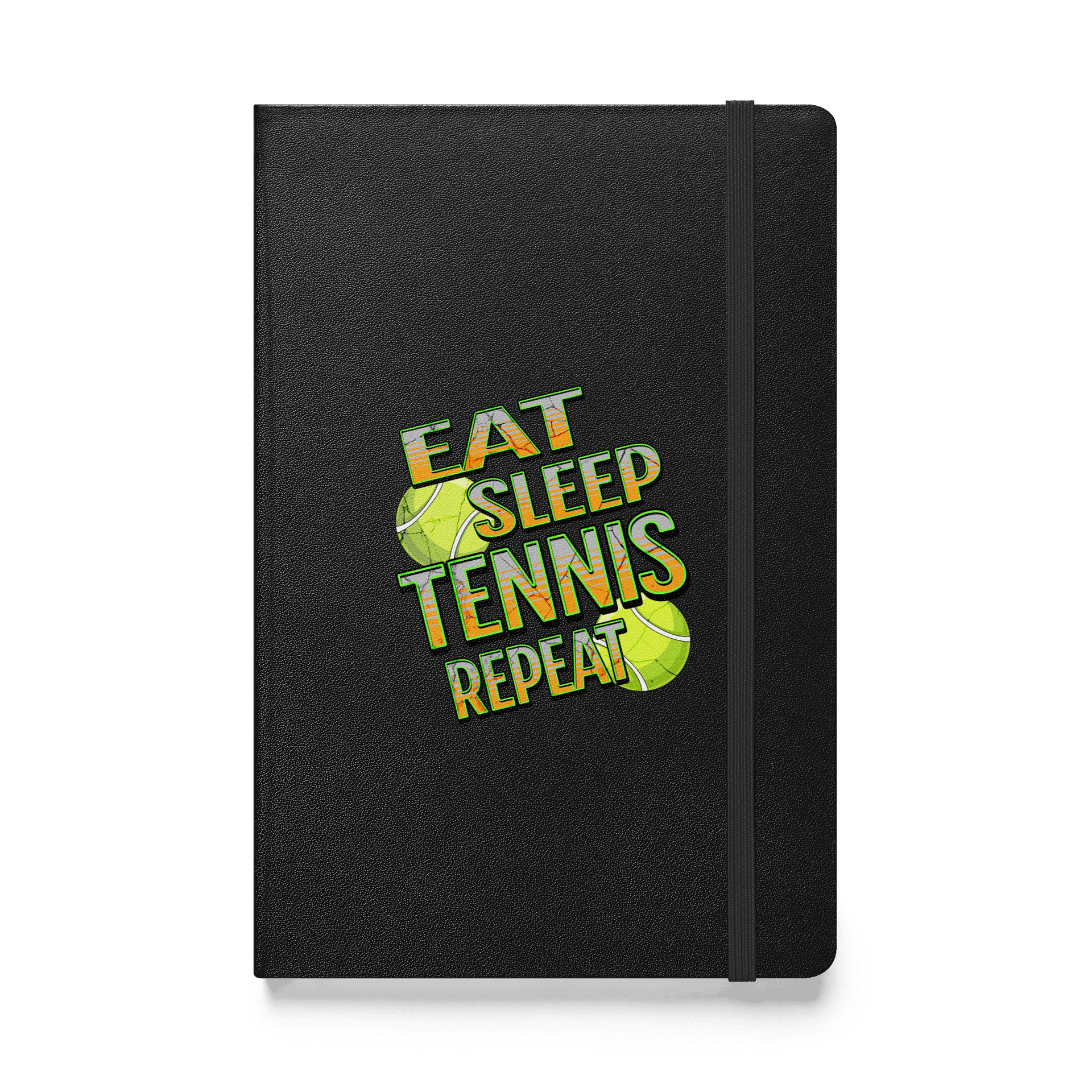 Eat Sleep Tennis Repeat Angle Ball Typography Hardcover Notebook product image (1)