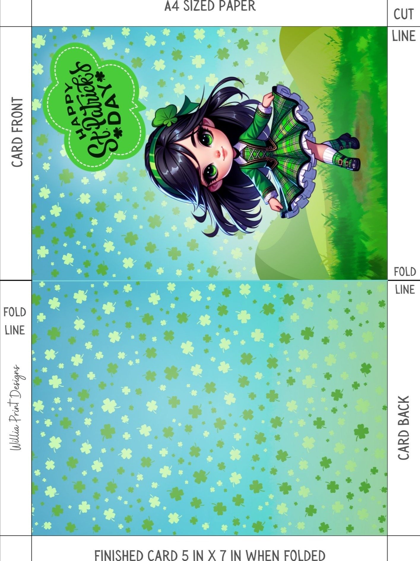 Irish Dancing Lass St Patrick's Card (digital download) product image (5)