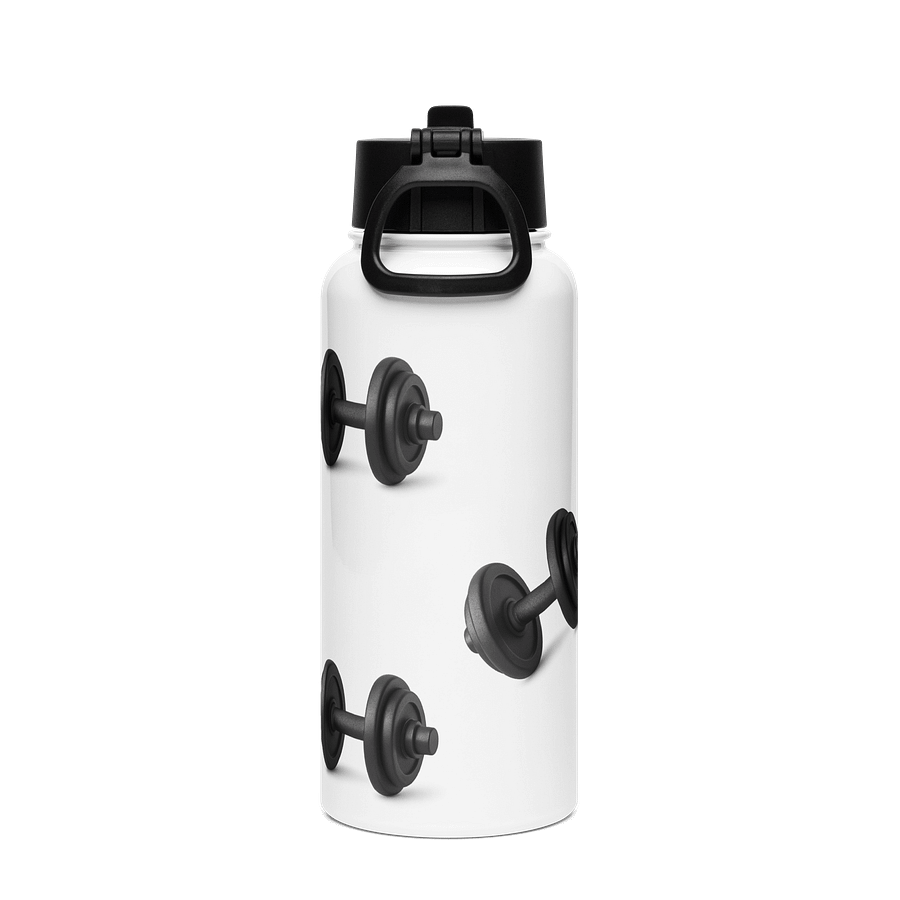 White Glossy Grip Stainless Steel Dumbbell Water Bottle product image (3)