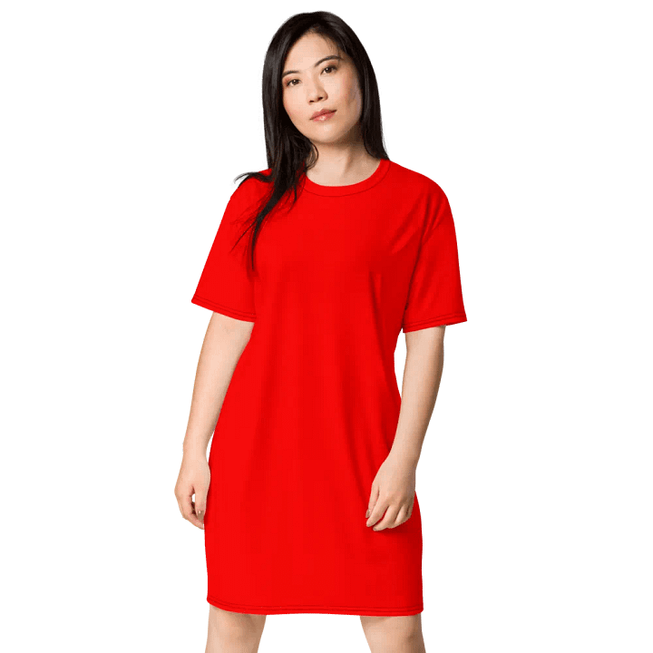 Plain Color Red T-Shirt Dress product image (1)