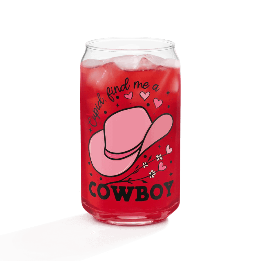 Cupid, Find Me a Cowboy Pink Hat Glass product image (8)