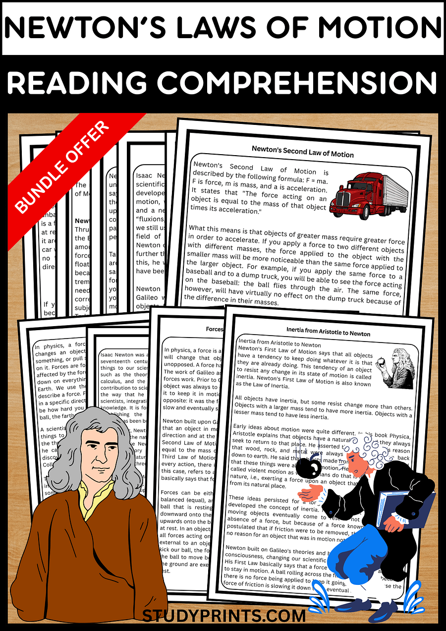 Newton’s Laws of Motion Reading Comprehension Bundle product image (1)