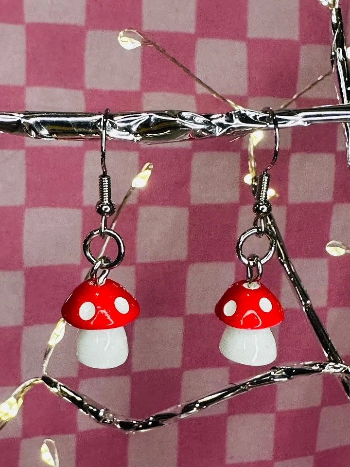 Red Mushroom Earrings product image (1)