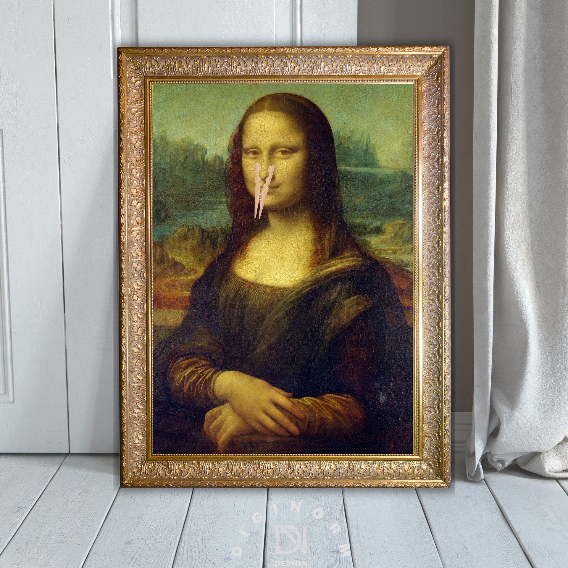 Funny Bathroom Altered Art, surreal Mona Lisa product image (1)
