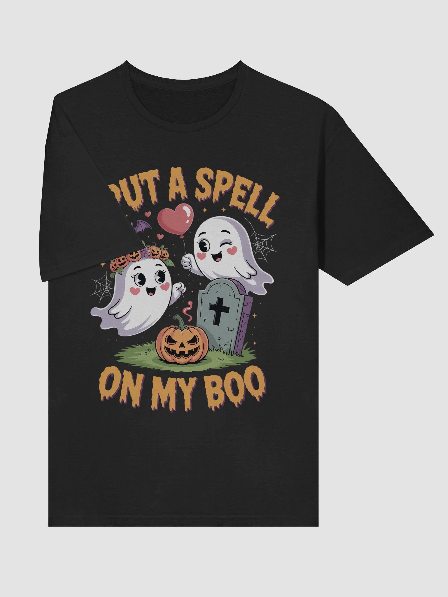 Put A Spell On My Boo - Funny Halloween Couple's T-Shirt | Spooky Cute Ghost & Pumpkin Tee product image (5)
