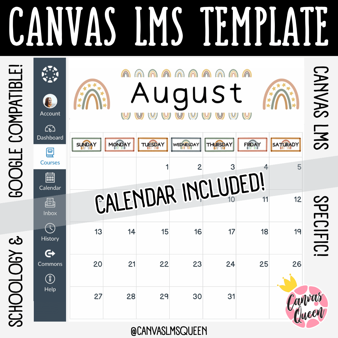 Canvas LMS Template - HOMEPAGE, BUTTONS & BANNERS - Boho Rainbow - 100% Editable product image (5)