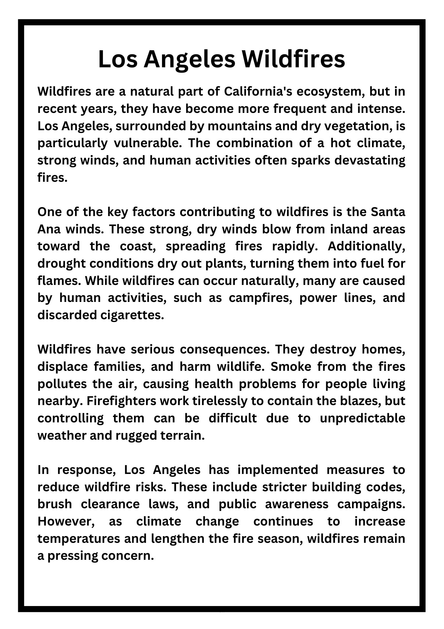 Los Angeles Wildfires Reading Passage with Questions PDF product image (2)