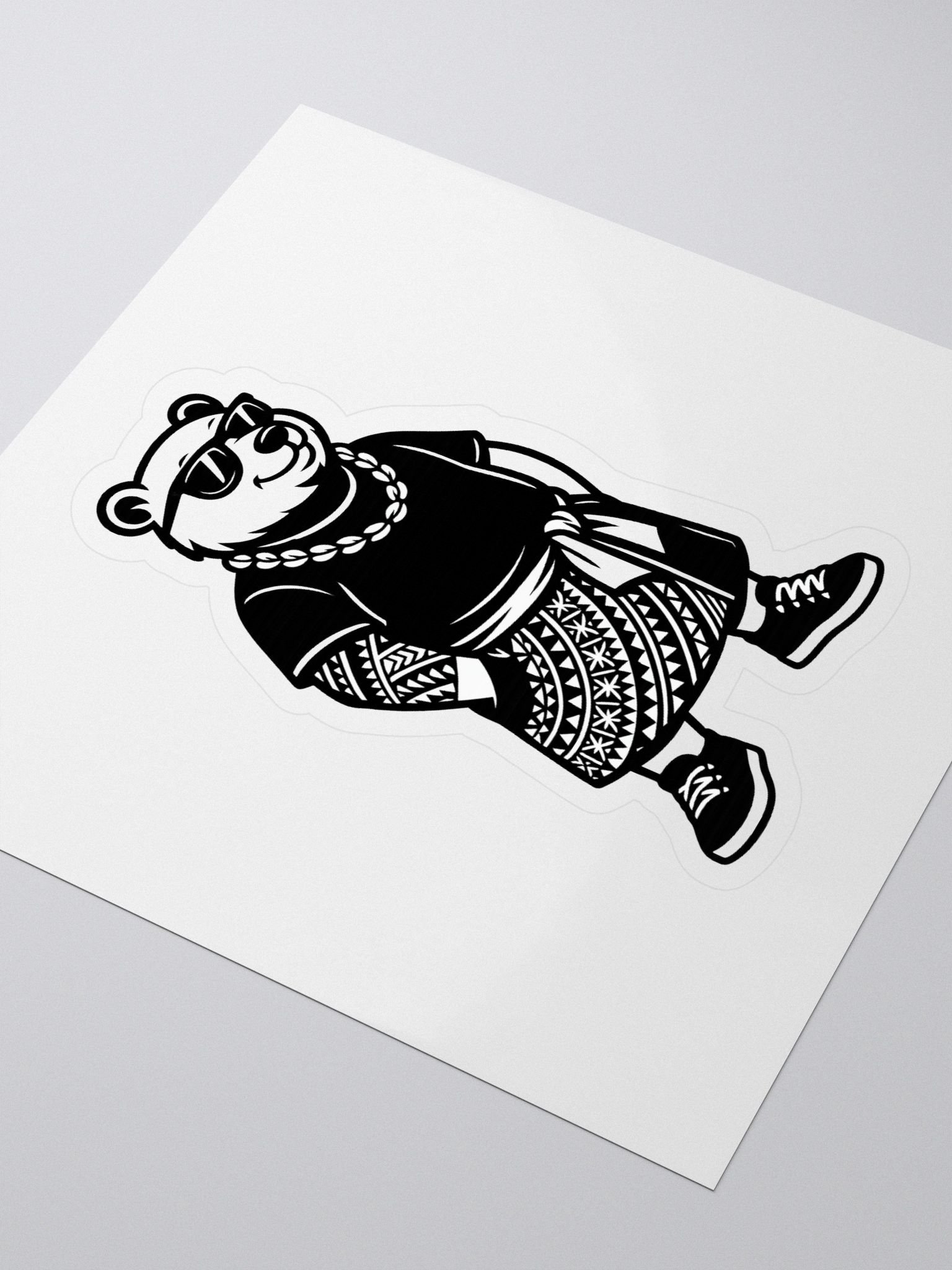 Samoan Urban Bear Kiss-Cut Sticker – Polynesian Lava Lava Streetwear Design | Island Culture Decal by ASP Apparel product image (3)