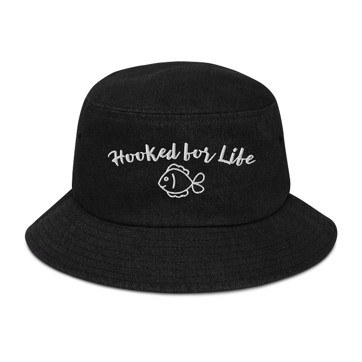 Hooked for Life Embroidered Denim Bucket Hat product image (1)