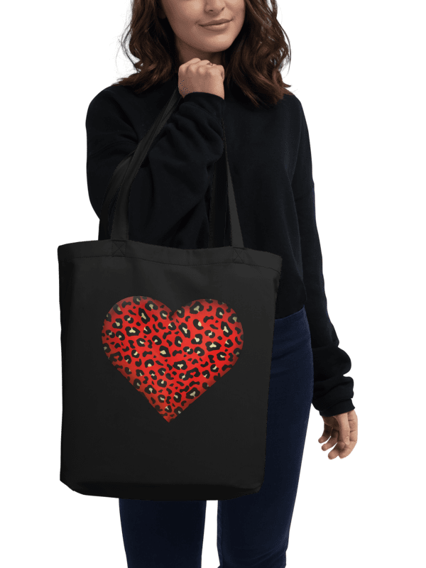 Leopard Skin Red Heart - organic black Tote Bag product image (1)