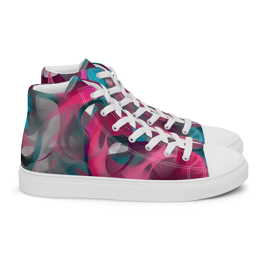 Womans Custom High Tops _ Calceonova Streetwear _ Abstract Graffiti Pink Turquoise product image (3)