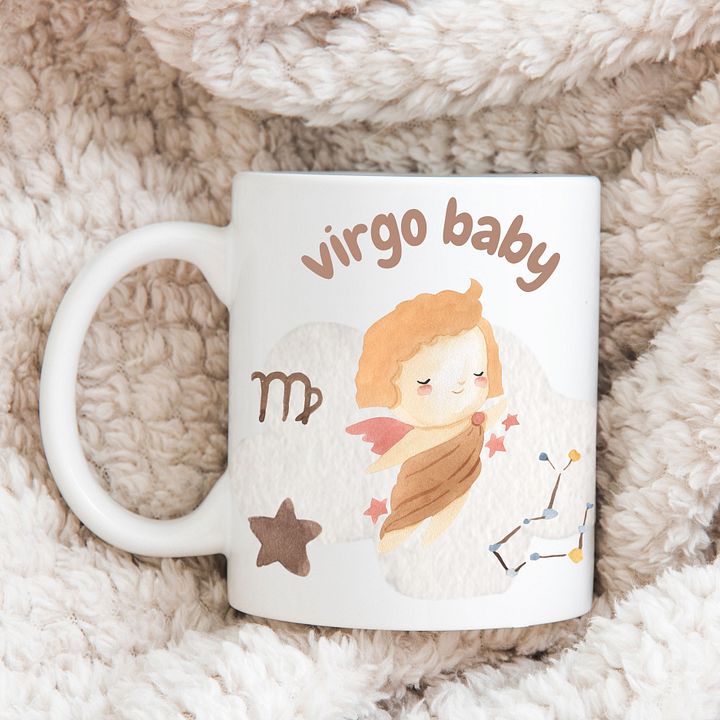 Virgo Baby August 23 – September 22 WHITE GLOSSY MUG Baby Gift, New Baby Gift, Fun Astrology Gift product image (1)