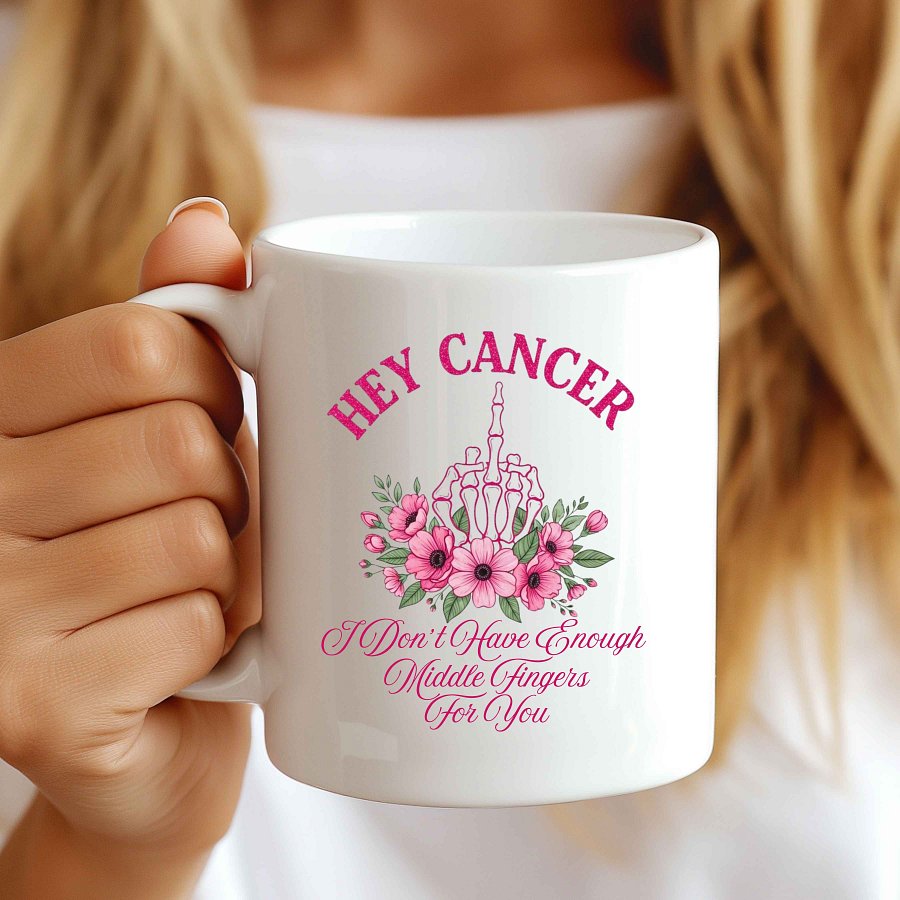 Floral Breast Cancer Middle Finger PNG, Breast Cancer Awareness Digital Download, Sarcastic Support Clipart for Shirts & Tumblers product image (9)