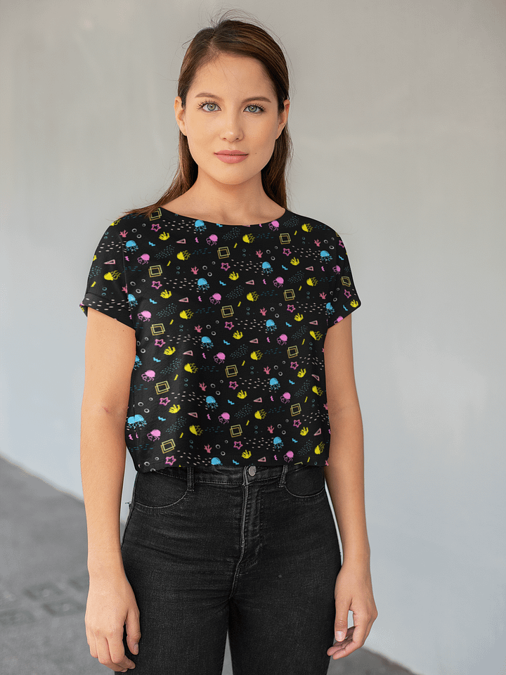 Shifty Seas dark pattern crop tee product image (1)