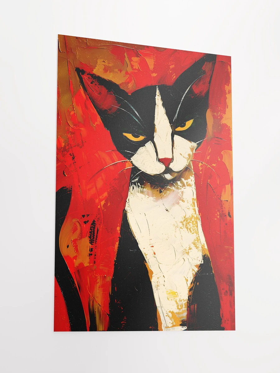 Intense Whiskered Gaze: Vivid Abstract Cat Art Print Matte Poster product image (4)