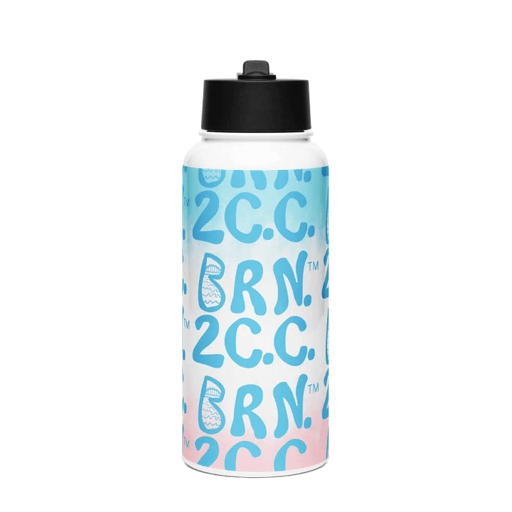 BRN.2C.C.™ | Blue Logo Repeat | Stainless Steel Water Bottle | Iconic Pink, White & Blue product image (1)