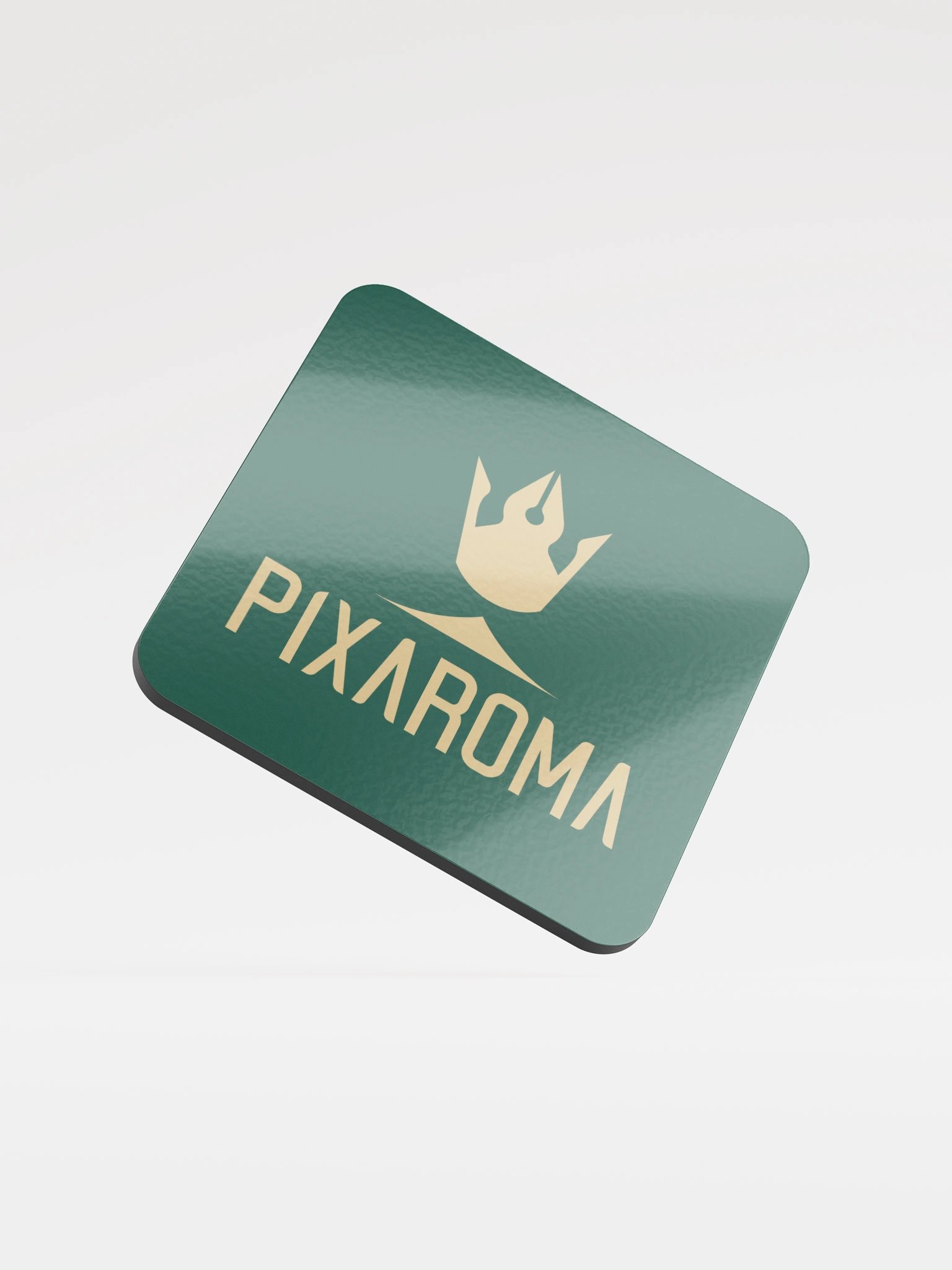 Pixaroma Crown Cork Coaster (Gold Logo - Green Edition) product image (1)