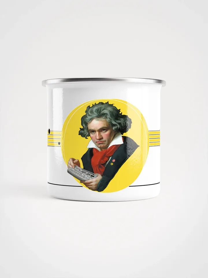 Roland van Beethoven by Frank Fonik (TB 303), Techno EDM Enamel Mug product image (1)