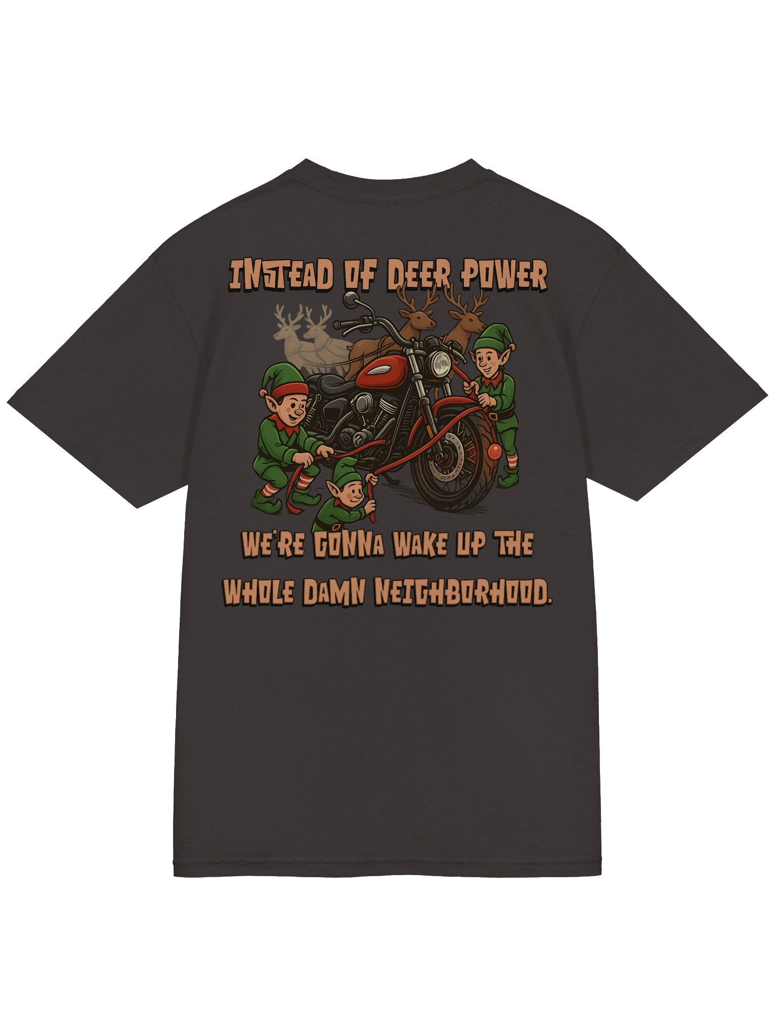 Throttle & Iron “Reindeer Power” Holiday Tee — Neighborhood Edition (Pocket Design) product image (5)