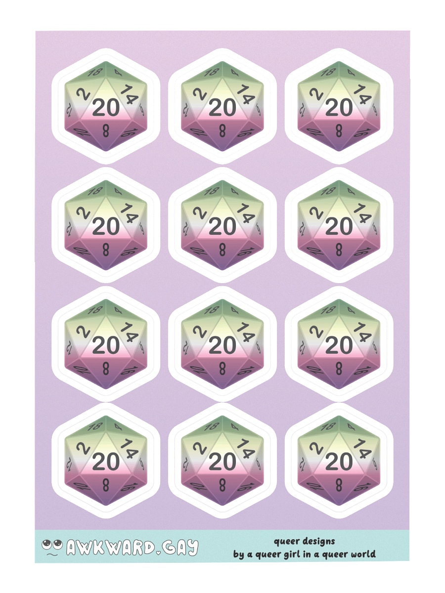 Genderfae Pride D20 Sticker Sheet product image (3)
