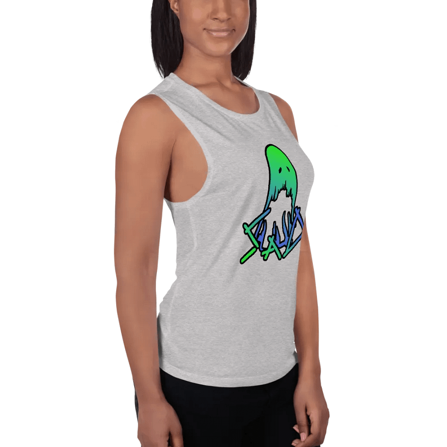 SaD Women's Style Tank Top Big Logo - Green and Blue product image (3)