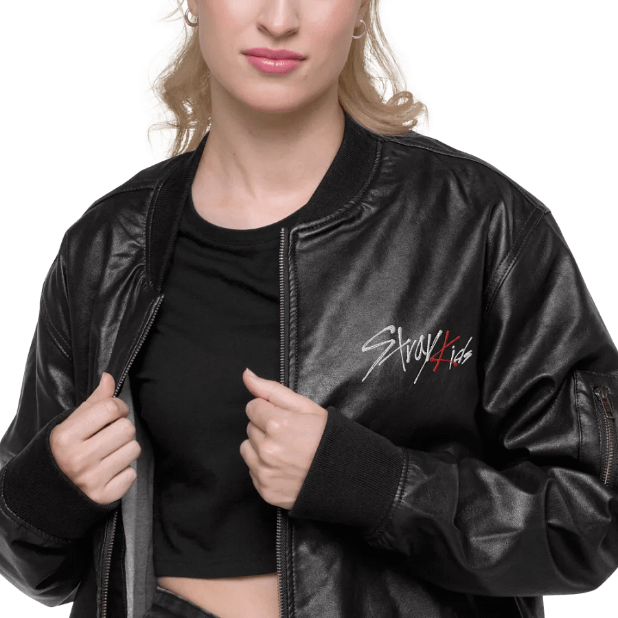 Official Stray Kids Faux Leather Bomber Jacket product image (3)