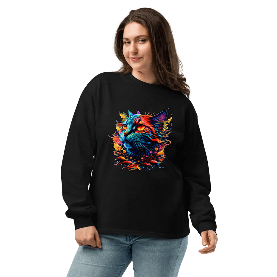 [Trippy Cat] Unisex Premium Heavyweight Long Sleeve Shirt product image (9)