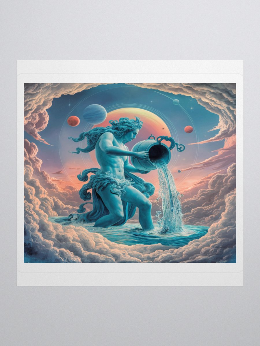 Aquarius Cosmic Vinyl Sticker - Unique Zodiac Art product image (1)
