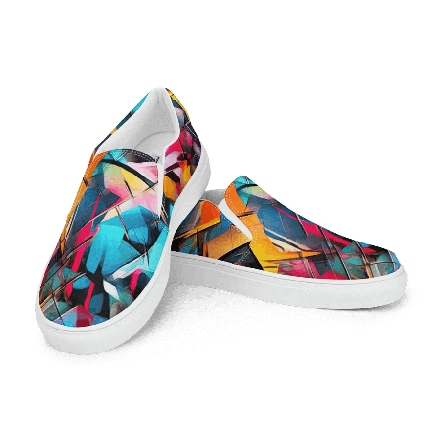 Mans Slip On Sneaker _ Calceonova Streetwear _ Custom Design Shoes _ Abstract Graffiti Shattered Neon product image (12)