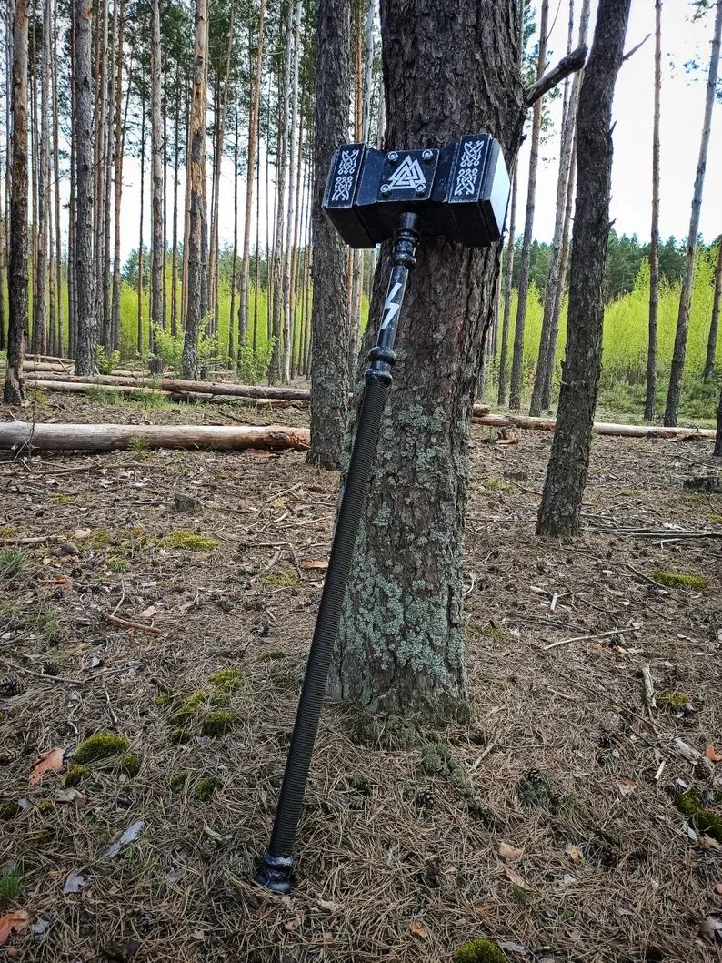 Sledgehammer "Monster Valknut" Crossfit Mjolnir War Hammer Nordic Odin Thor Gift Battle Ready Warhammer Fathers Day Gift Personalized hammer product image (2)