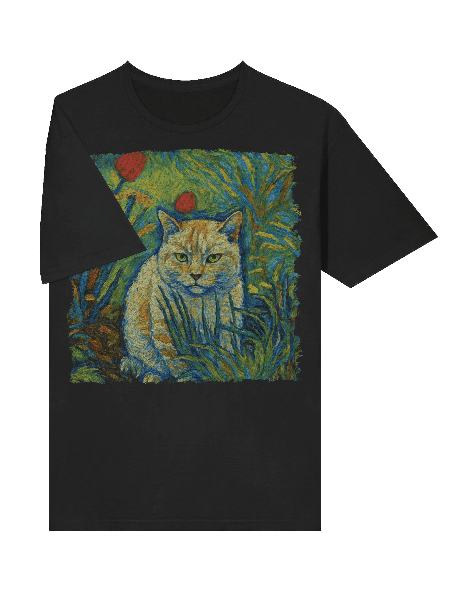 Staring Cat in Garden Van Gogh Style T-Shirt product image (60)