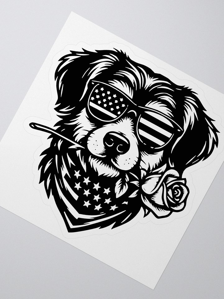 Cool Patriotic Dog Wearing Sunglasses & Rose | Border Collie Sticker product image (2)